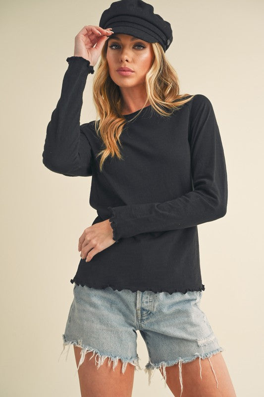 Women's Long Sleeve Heathered Cotton Top