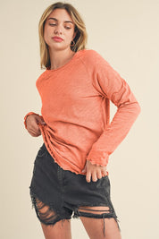 Women's Long Sleeve Heathered Cotton Top