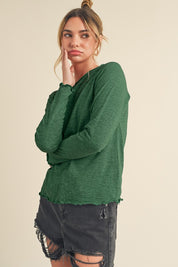 Women's Long Sleeve Heathered Cotton Top