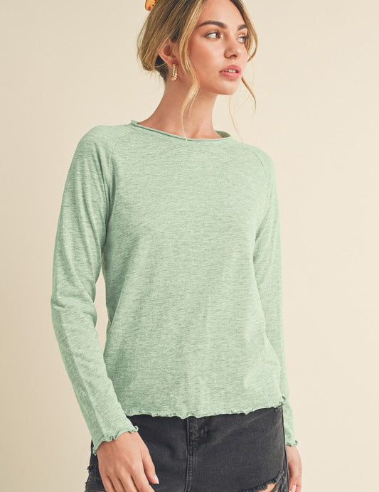 Women's Long Sleeve Heathered Cotton Top