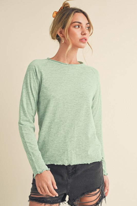 Women's Long Sleeve Heathered Cotton Top