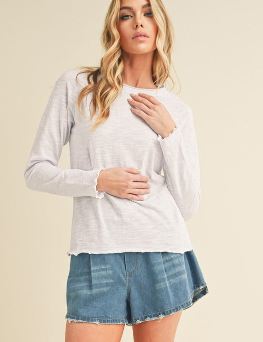 Women's Long Sleeve Heathered Cotton Top