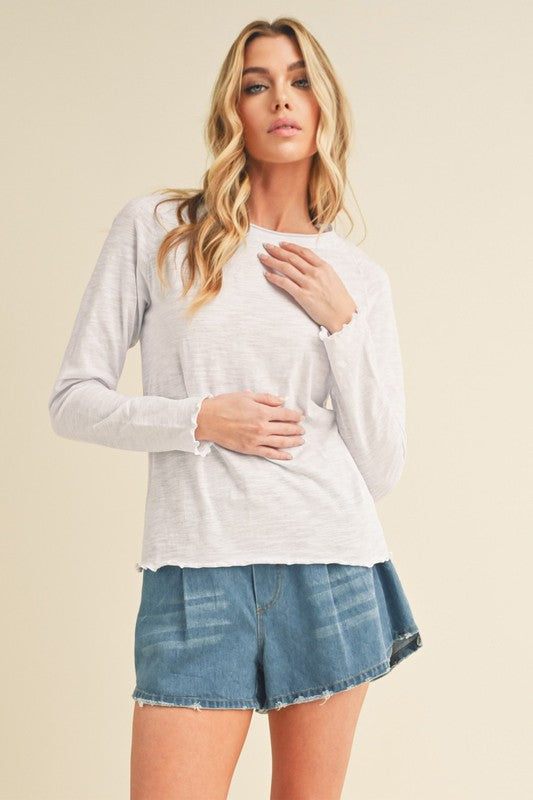 Women's Long Sleeve Heathered Cotton Top