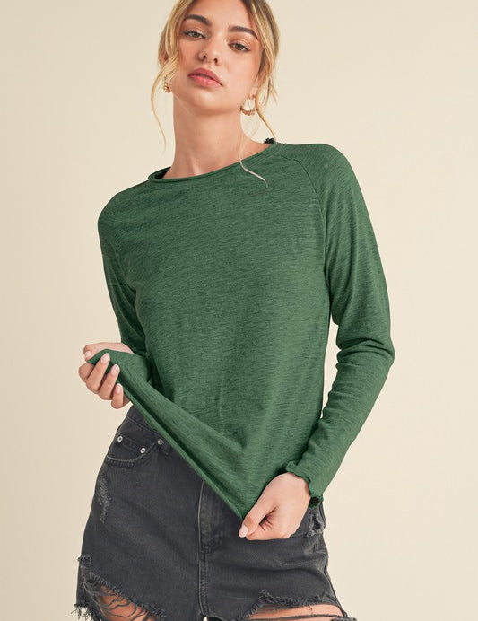 Women's Long Sleeve Heathered Cotton Top