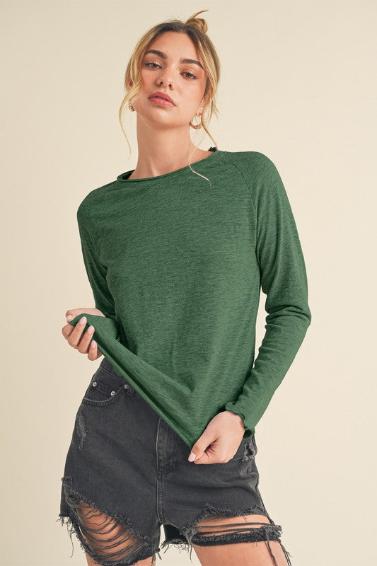 Women's Long Sleeve Heathered Cotton Top