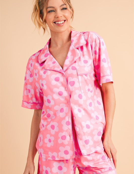 Women's Floral Short Sleeve Pajama Set