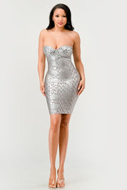 Women's Strapless Champagne Evening Dress