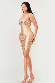 Women's Strapless Champagne Evening Dress