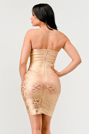 Women's Strapless Champagne Evening Dress