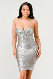 Women's Strapless Champagne Evening Dress