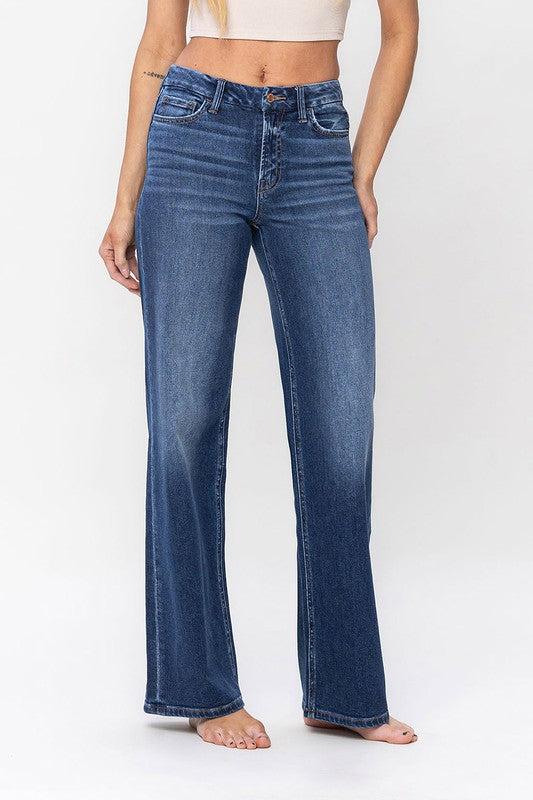 Women's High Rise Loose Fit Stretch Denim Jeans