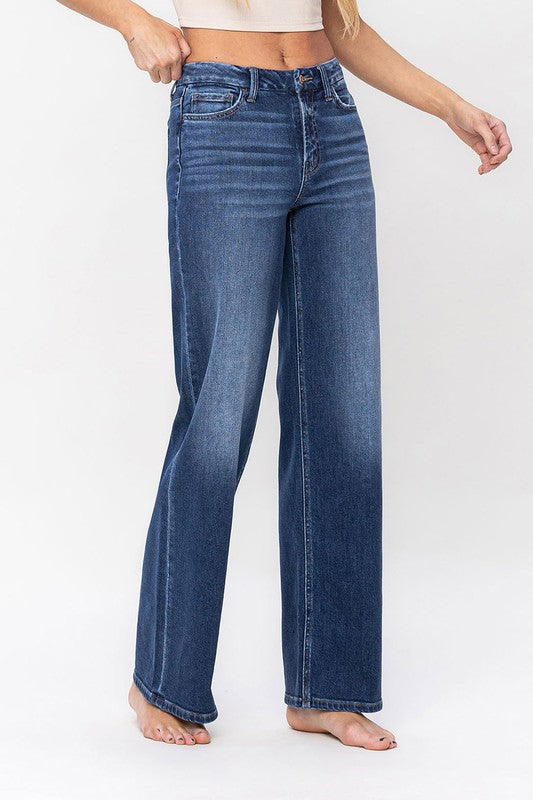 Women's High Rise Loose Fit Stretch Denim Jeans