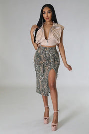 Women's Cargo Midi Skirt in Woodland Camo