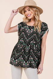 Women's Pom Pom Lace Detailed Textured Woven Tunic