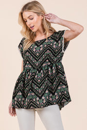 Women's Pom Pom Lace Detailed Textured Woven Tunic