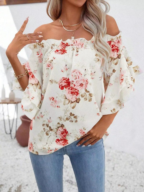 Women's Floral Off Shoulder Blouse