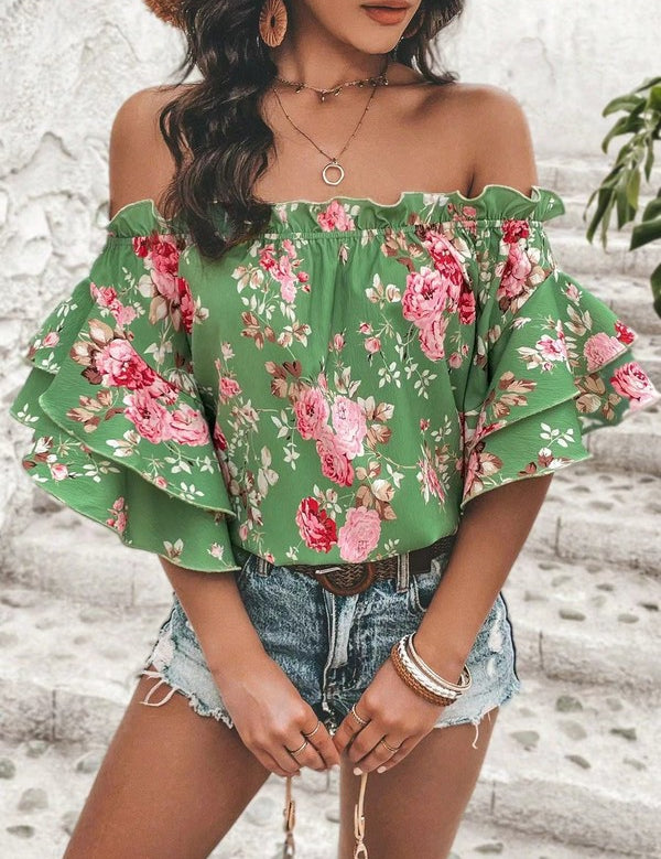 Women's Floral Off Shoulder Blouse