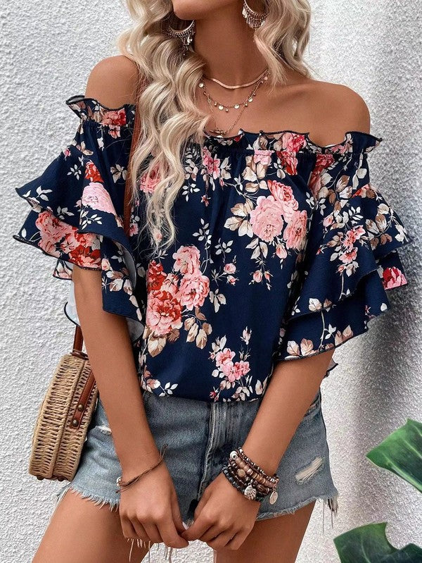 Women's Floral Off Shoulder Blouse