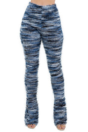Women's High-Waisted Fringe Striped Bell Bottom Pants