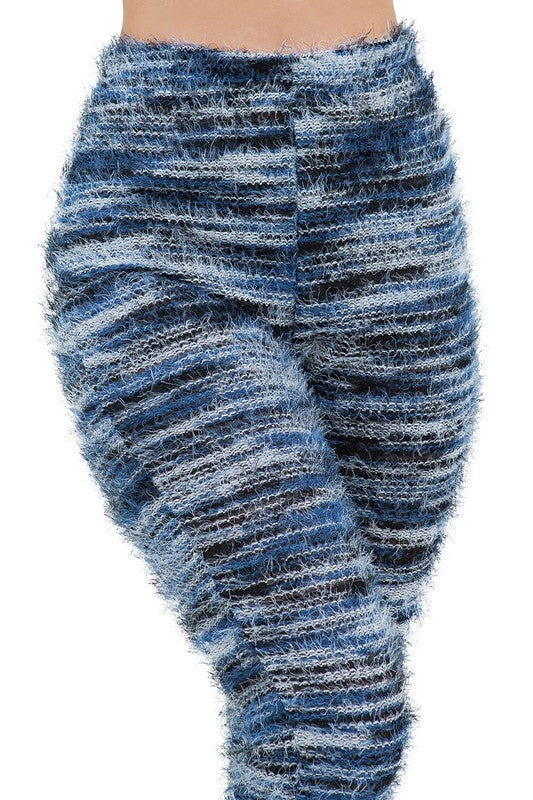 Women's High-Waisted Fringe Striped Bell Bottom Pants