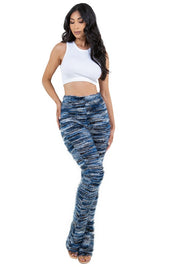 Women's High-Waisted Fringe Striped Bell Bottom Pants