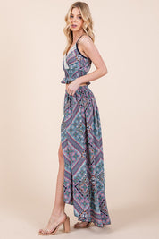 Women's Casual Tribal Print Skirt Set with Ruffle Detail