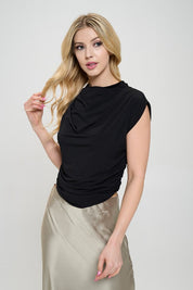 Women's Mock Neck Ruched Crop Top