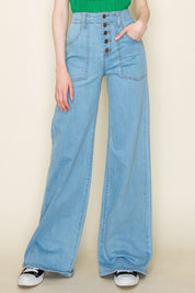 Women's High Waist Vintage Flare Wide Leg Denim Jeans