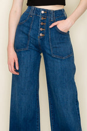 Women's High Waist Vintage Flare Wide Leg Denim Jeans