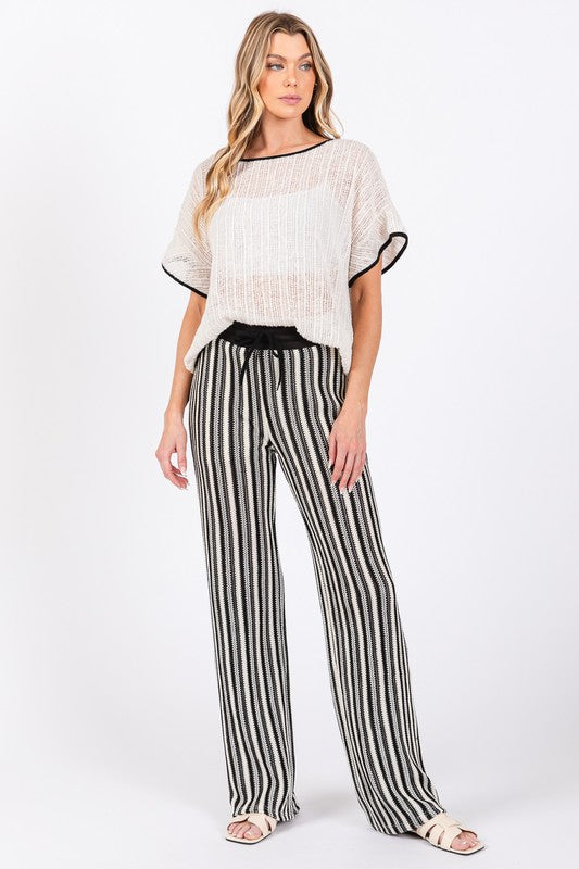 Women's High-Waisted Stripe Knit Pants