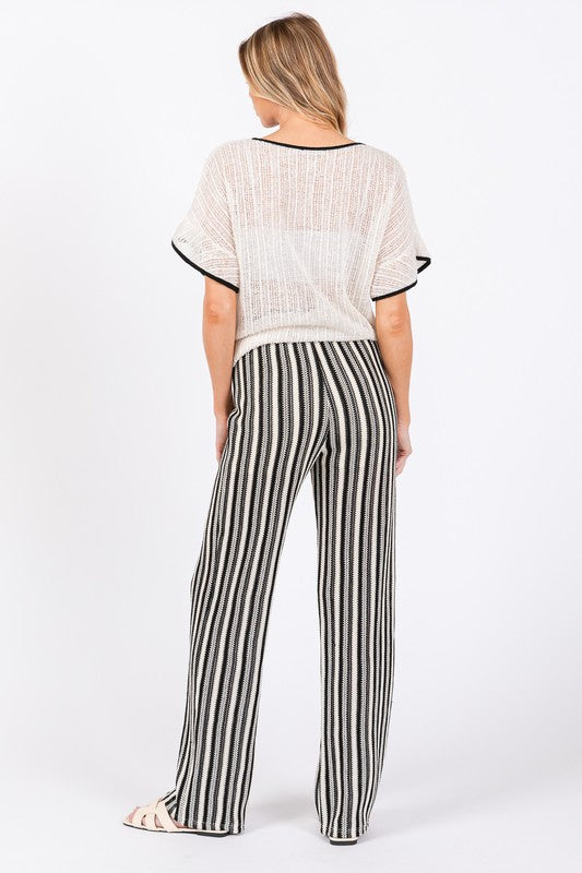 Women's High-Waisted Stripe Knit Pants