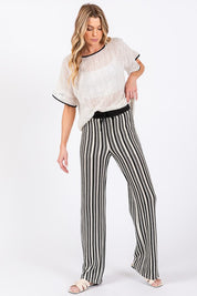 Women's High-Waisted Stripe Knit Pants