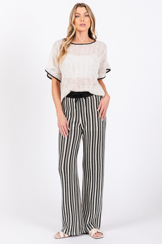 Women's High-Waisted Stripe Knit Pants