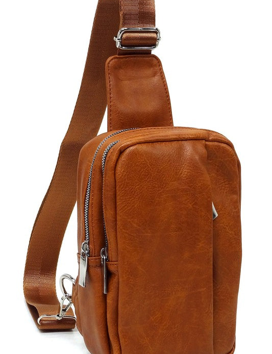 Women's Adjustable Faux Leather Sling Bag Backpack