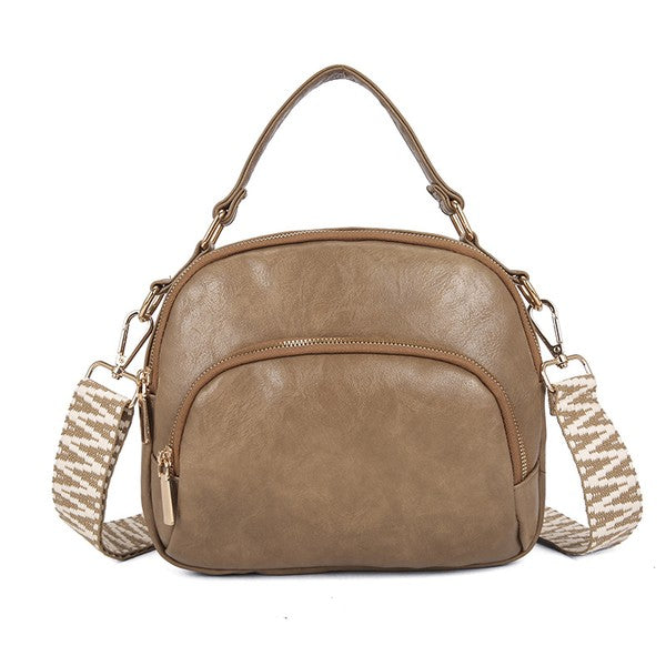 Women's Trendy Vegan Leather Crossbody Bag with Removable Strap