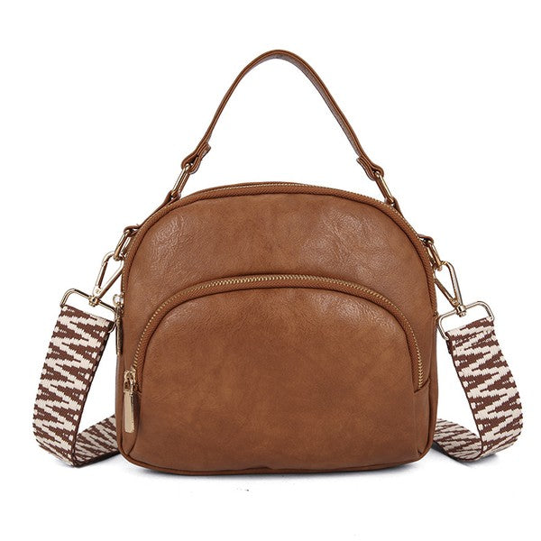 Women's Trendy Vegan Leather Crossbody Bag with Removable Strap