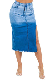 Women's Color Block Bodycon Denim Long Skirt