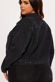 Women's Oversized Denim Jacket with Long Sleeves