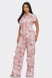 Women's Relaxed-Fit Pink Tie-Dye Jumpsuit