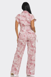 Women's Relaxed-Fit Pink Tie-Dye Jumpsuit