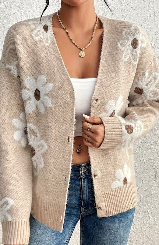 Women's Floral Pattern Cardigan