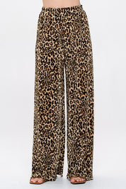 Made in USA Leopard Plisse Lined Straight Pants