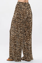 Made in USA Leopard Plisse Lined Straight Pants