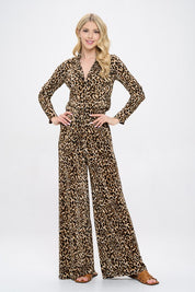 Made in USA Leopard Plisse Lined Straight Pants