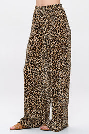 Made in USA Leopard Plisse Lined Straight Pants