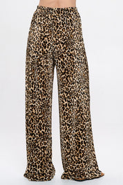 Made in USA Leopard Plisse Lined Straight Pants