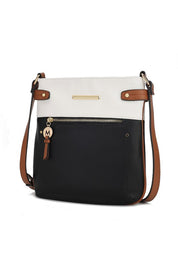 Women's Adjustable Vegan Leather Crossbody Bag with Gold Accents