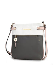 Women's Adjustable Vegan Leather Crossbody Bag with Gold Accents