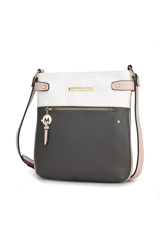 Women's Adjustable Vegan Leather Crossbody Bag with Gold Accents