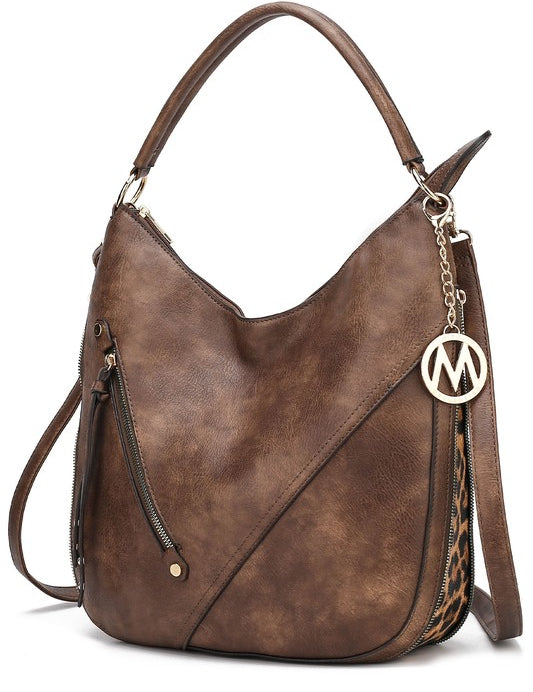 Women's Faux Leather Hobo Bag with Adjustable Strap